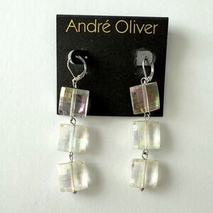 Andrè Oliver Square Aurora Borealis Drop Earrings